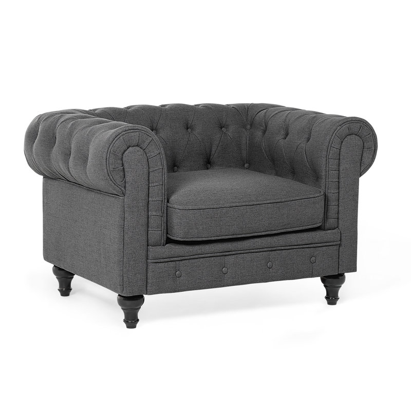 Laila Upholstered Chesterfield Chair, Grey