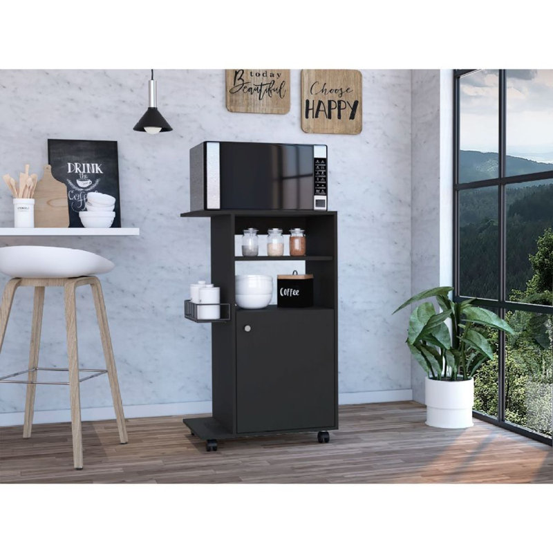 Chariot de cuisine, armoire à une porte, Noir
