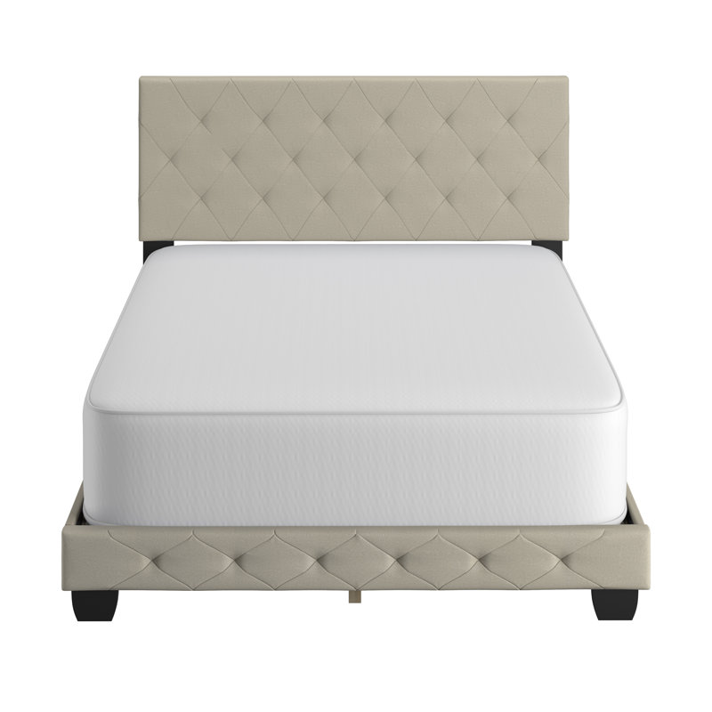 Chloe Gray Linen Upholstered Platform Bed Frame with Tufted Headboard