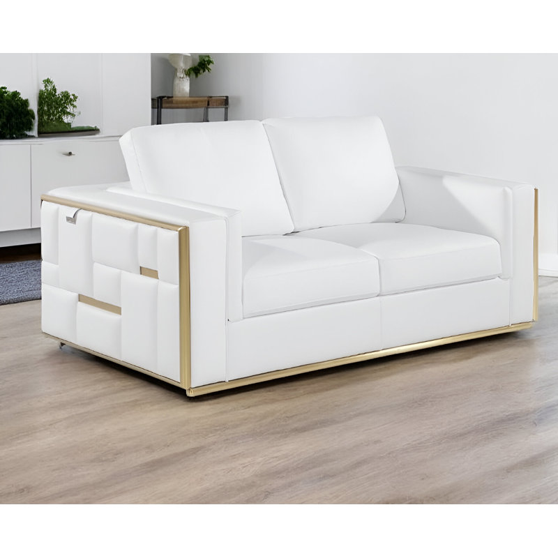 Causeuse en cuir fleur 73 po