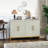 4 Doors Sideboard Buffet Cabinet with Gold Trim, Green-1945102429