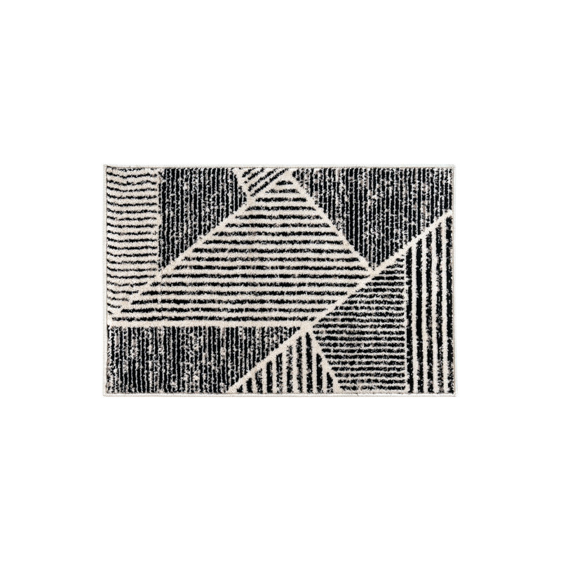 Tapis contemporain délavé à motif géométrique, Rectangulaire 2 pi x 3 pi