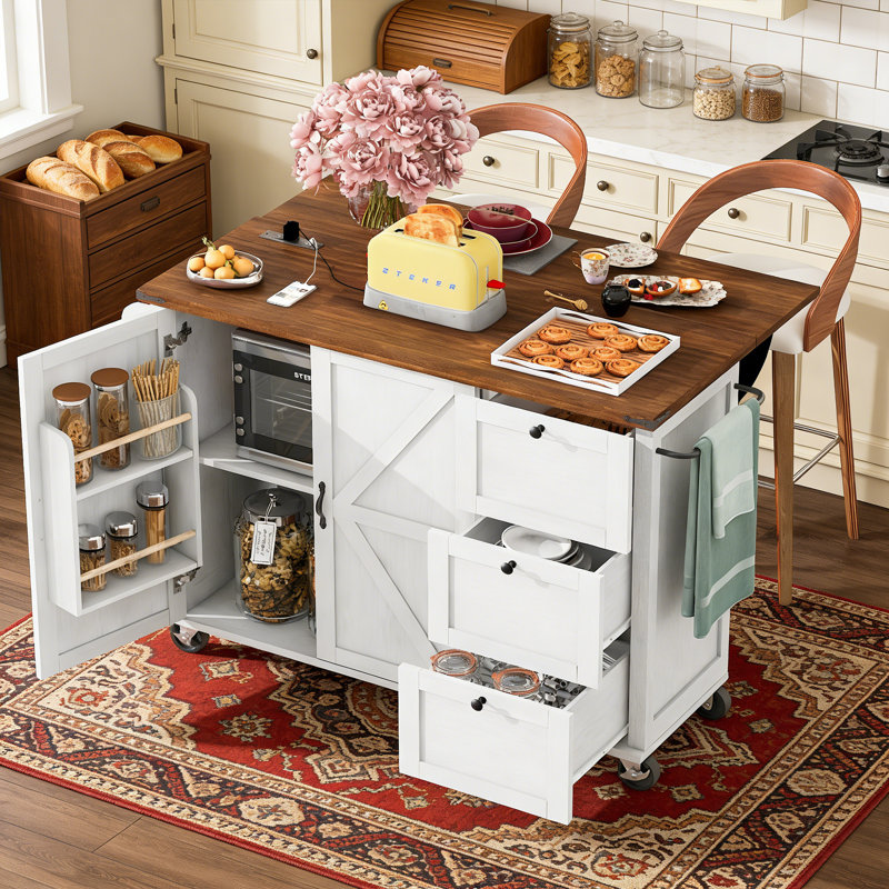 Rolling Kitchen Cart, White
