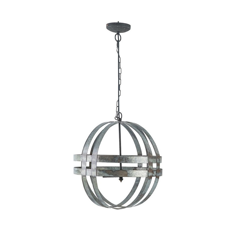 Lustre ouvert 4 lumières en métal galvanisé gris, plafonnier industriel de 20 pouces