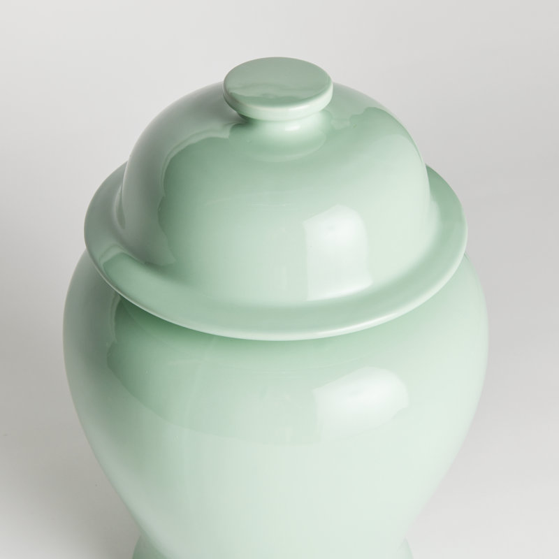 Ricki Ceramic Ginger Jar, 13.25", Green