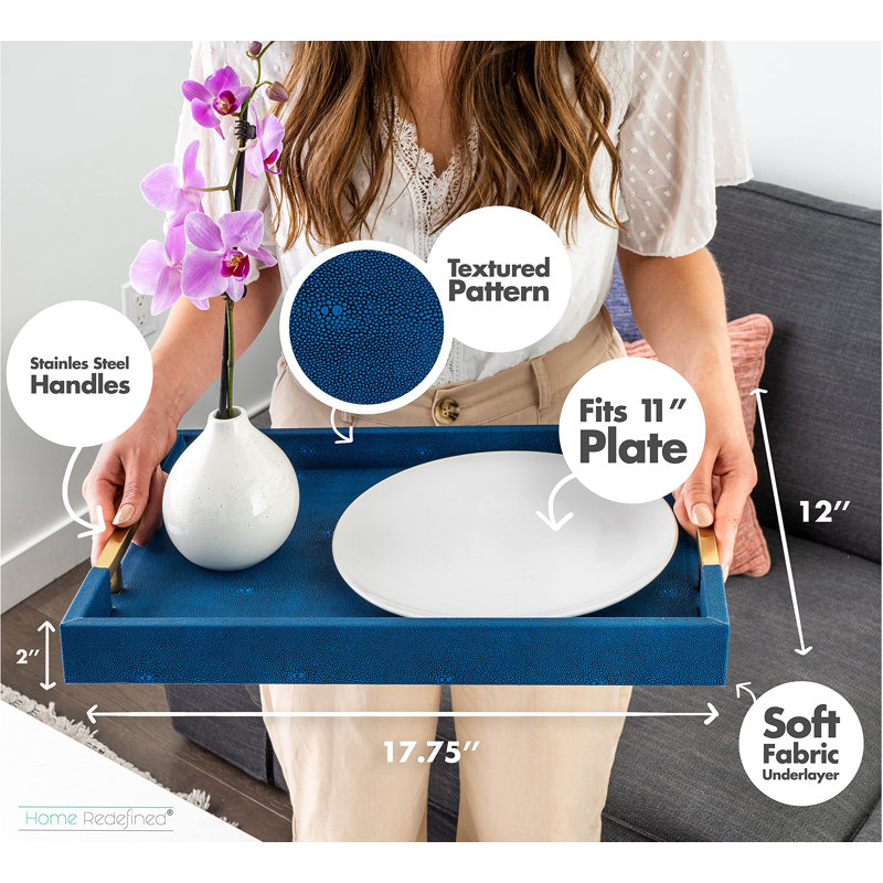 Mayalee Tray, Navy/Gold Brass