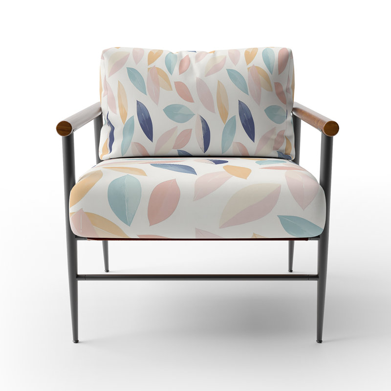 Fauteuil d'appoint abstrait - Fauteuil Boho Petals, Bras ronds bruns