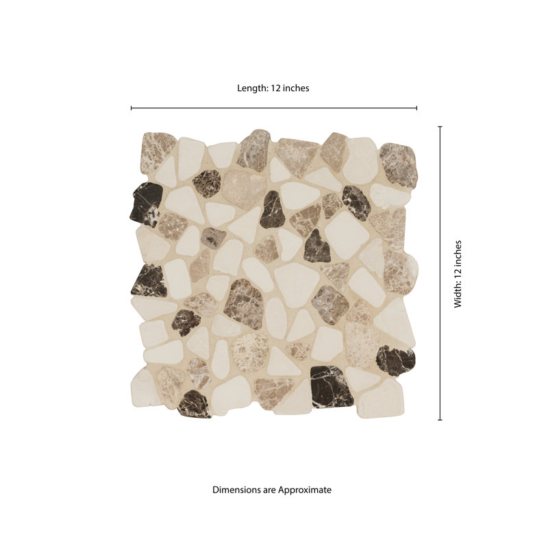 Marvella Pebble 12 in. x 12 in. Natural stone Mosaic Floor and Wall Tile, Marble Blend