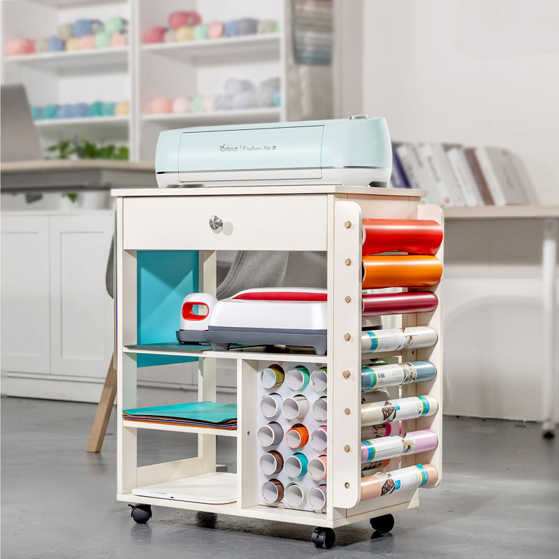 Leeara 23.6'' x 14.2'' Craft Table with Wheels, White