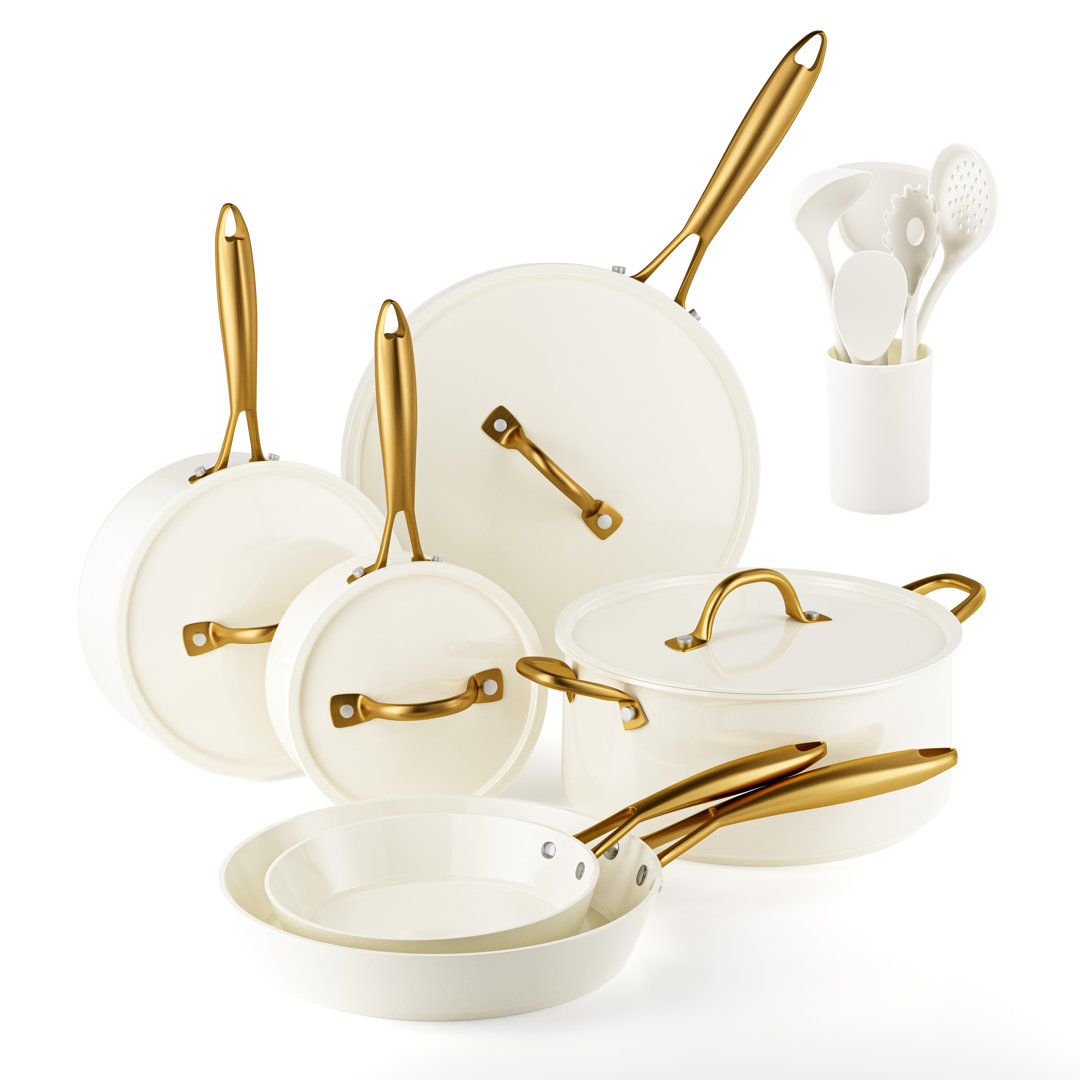 Alumi003 Caannasweis 15 Pieces Ceramic Cookware Set Nonstick Pots and Pans Set caannasweis