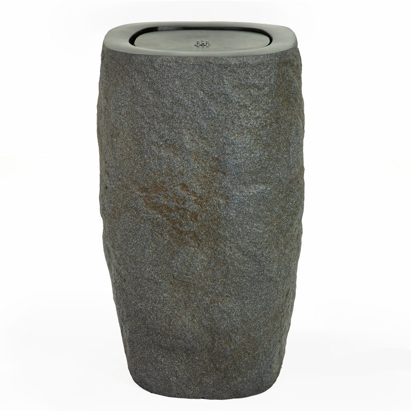 Cylinder Polystone LED Outdoor Bubble Fountain - Brown, Brown