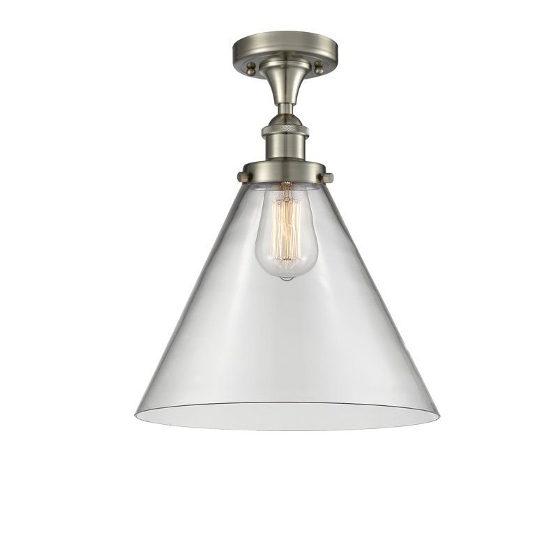 Plafonnier semi-encastré 1 lumière Ballston Urban Cone, H 13 po x l 12 po x P 12 po, Clair, Nickel satiné brossé