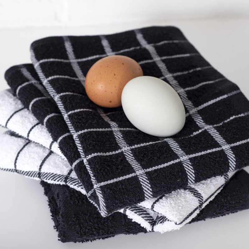Cotton Plaid Tea Towel Kitchen Towel, Black