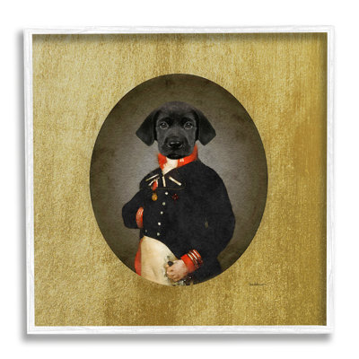 Drôle de chien noir portant un costume, Portrait vintage d'amiral par Amanda Greenwood - impression