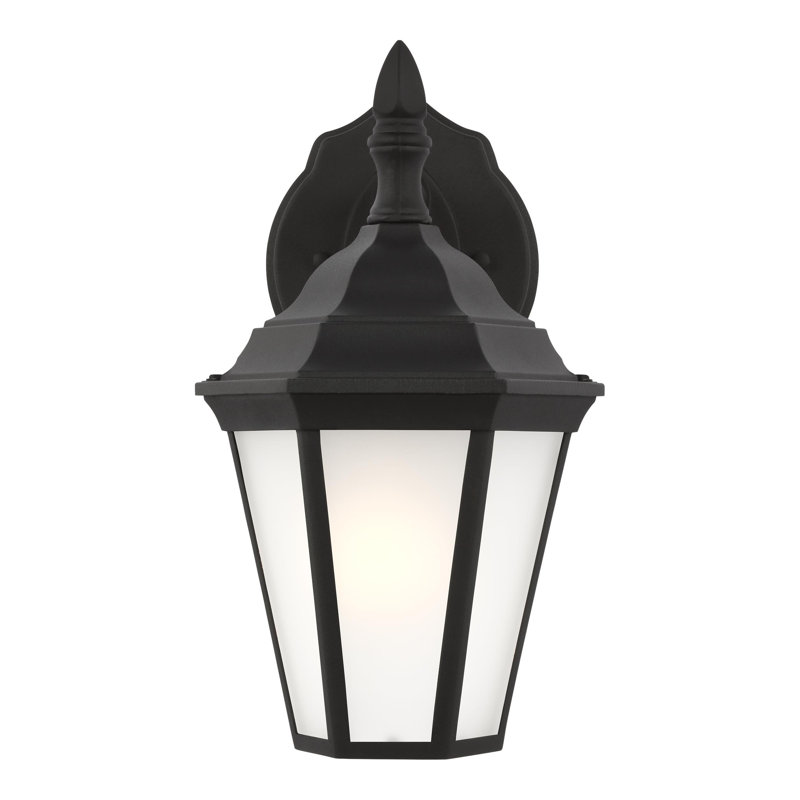 Bakersville Small One Light Outdoor Wall Lantern from Generation Lighting , No, Black, Black/Frosted