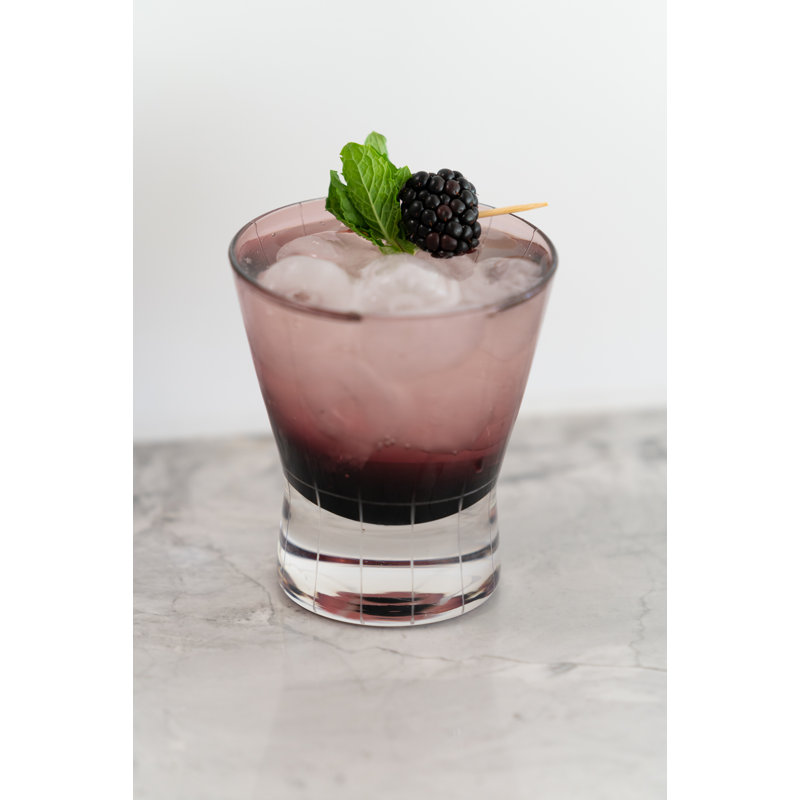 Plum Etched Glass Set of 6 Dishwasher Safe Whiskey Glasses