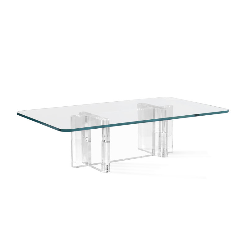 Clear Rectangular Glass and Acrylic Coffee Table