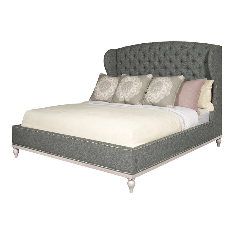 Emma Queen Upholstered Panel Bed, Navajo, Yes, Ian Pewter