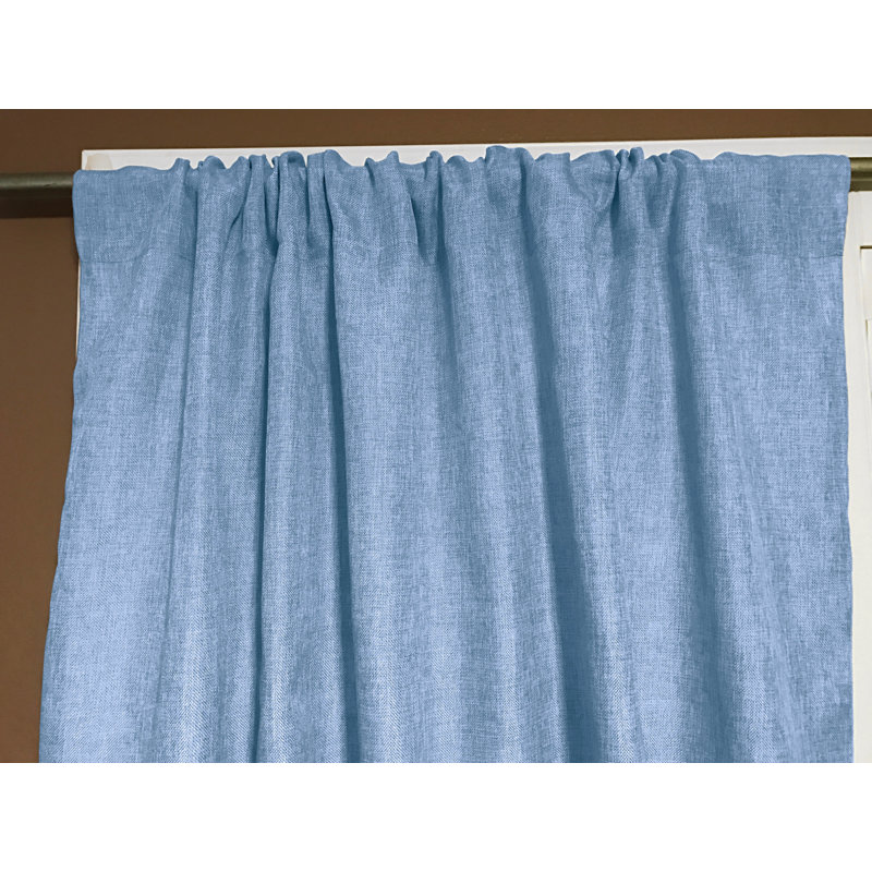 Panneau de rideau semi-transparent en polyester Kortnee, L 58 po x L 96 po, Bleu clair