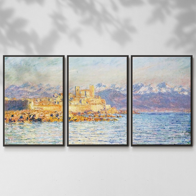 La baie d'Antibes, 1888, reproduction sur toile 3 pièces, H 36 po x l 75 po x P 2 po, Noir