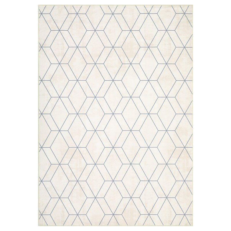9x12 Beige Runner Washable Indoor Area Rug Geometric Pattern Non Slip Stain Resistant Carpet, Rectangle 9' x 12'