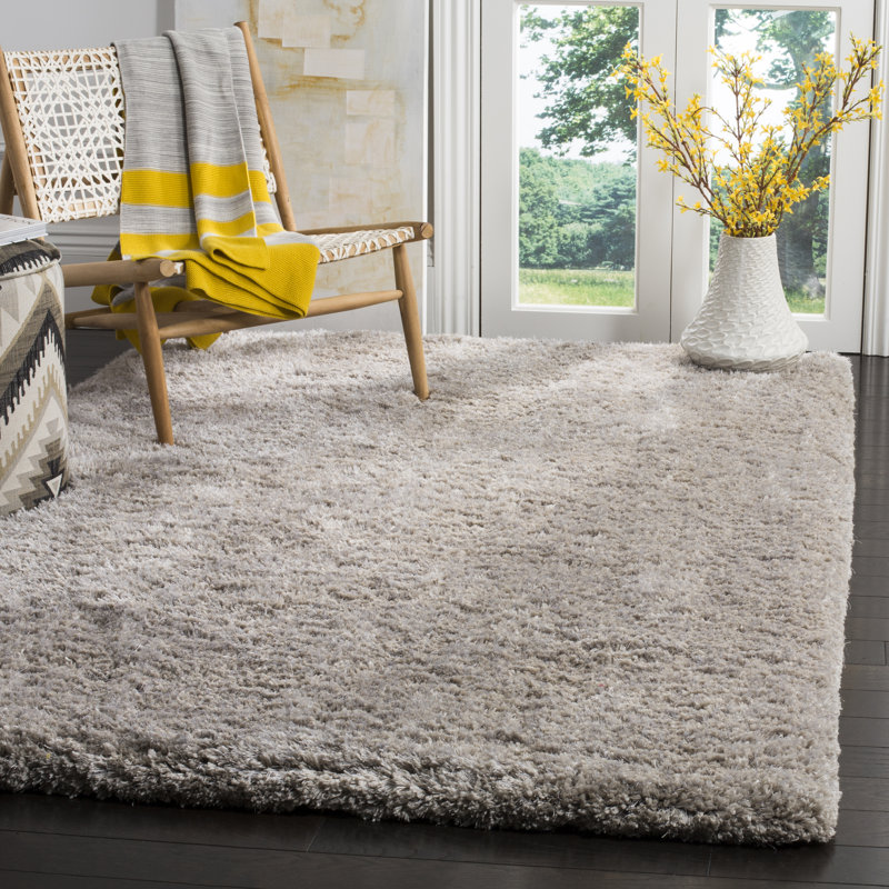 Tapis argenté touffeté à la main Gilcrease, Rectangle 5 pi x 8 pi