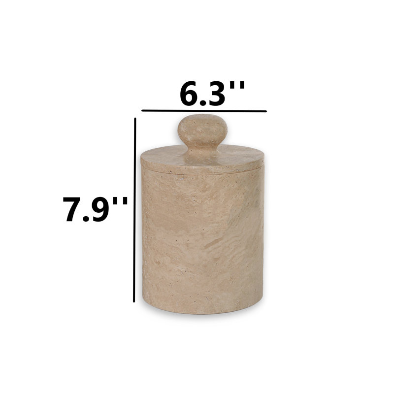 100% Marble Cylinder Bin, Beige