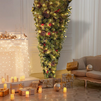 Jaemir 6FT Upside Hanging Christmas Tree, Xmas Tree with 300 LED Warm White Lights, 600 Branch Tips -  The Holiday AisleÂ®, 1F084346983F44AAA30CBD4666203691