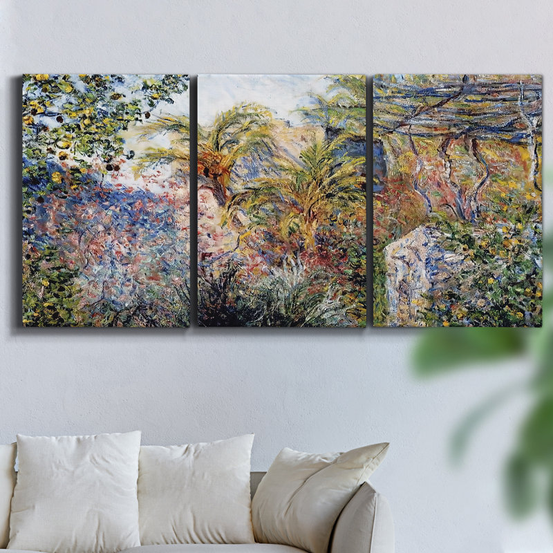 Amalfi sur toile, reproduction de 3 pièces, H 60 po x l 120 po x P 2 po
