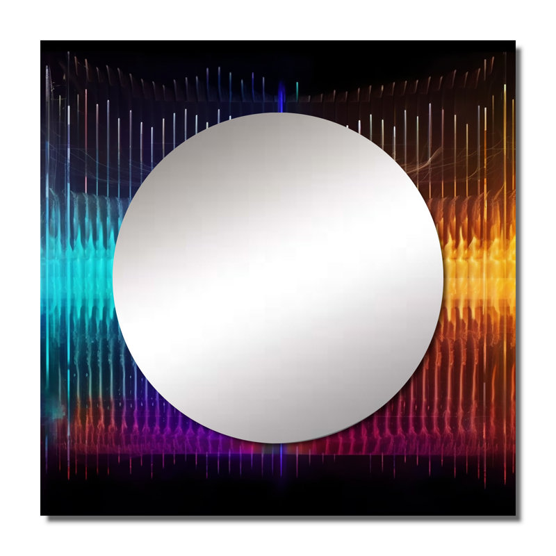 Abstrait Schumann Resonances Waveform Spectrum II - formes abstraites, miroir carré pour décoration murale, 23 po x 23 po