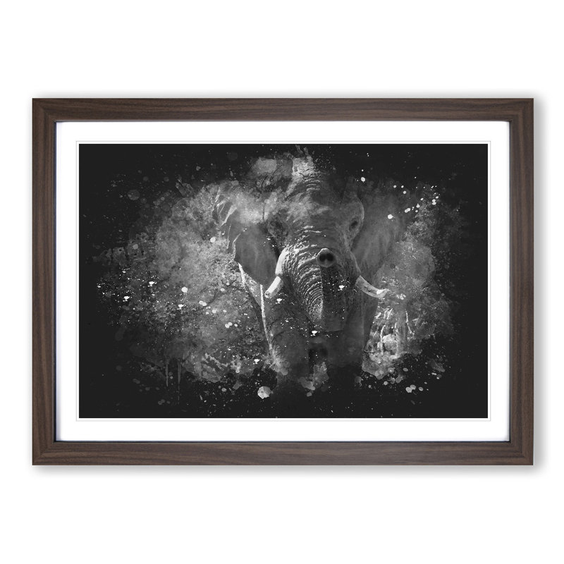 The Majestic Elephant - Picture Frame Graphic Art Print, Walnut Framed, 62cm H x 87cm W x 2cm D
