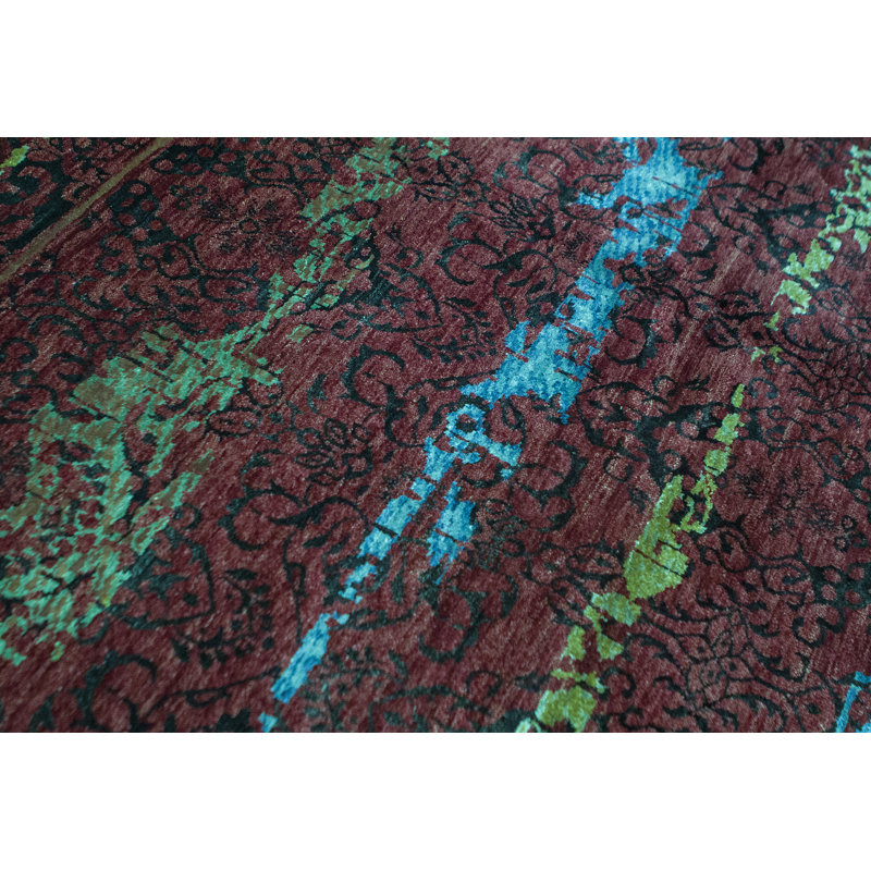 Kendale Abstract Area Rug in Green/Rust