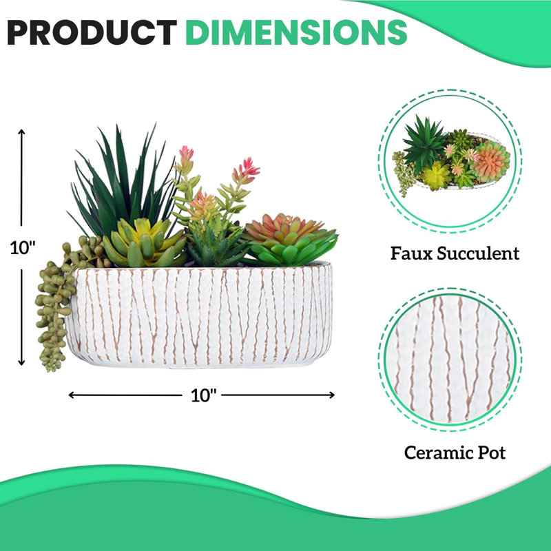 8.7" Faux Succulent Set Small Potted Plants