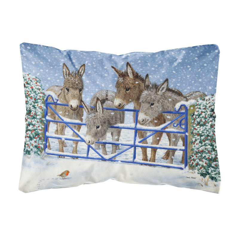  Coussin intérieur / extérieur Donkeys and Robin at the Fence