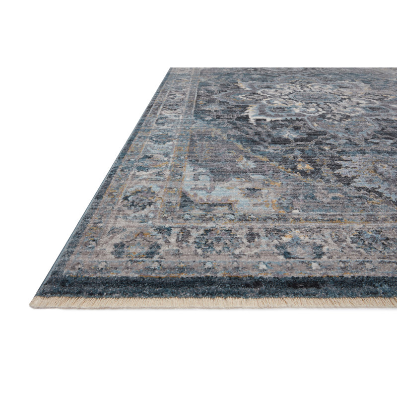 Tapis oriental bleu / gris Leonara, Rectangle 5 pi 3 po x 7 pi 9 po