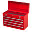 4 boîtes à outils portatives en métal - Construction, verrouillable, pour le garage et l'entrepôt, fabrication en acier de qualité, revêtement thermolaqué rouge, réparation extérieure