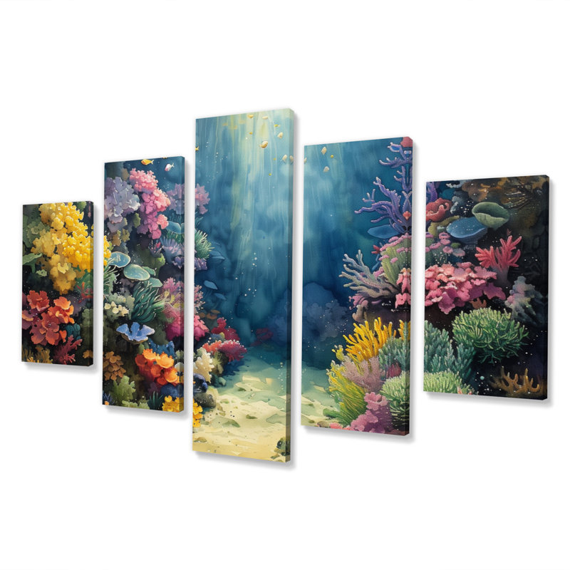 Ensemble de salon Blue Coral Sea Floor Symphony II - art mural corail