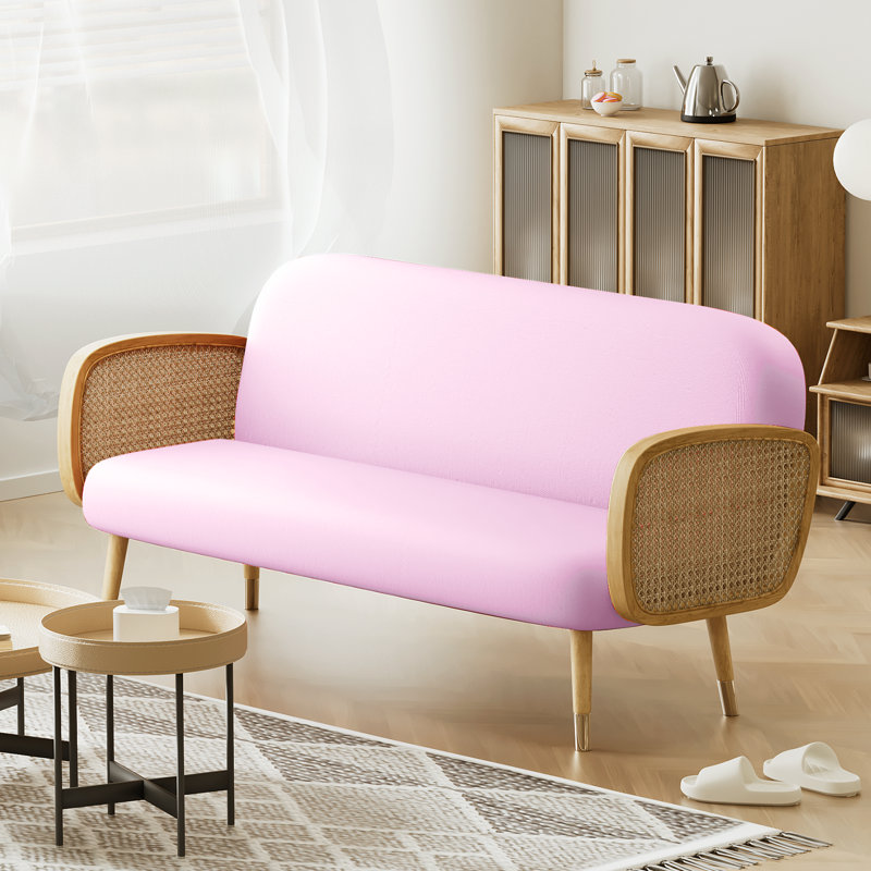 Housse pour canapé-lit réversible en tissu de polyester réversible avec fermeture à glissière 3 côtés, Grand, Rose bonbon