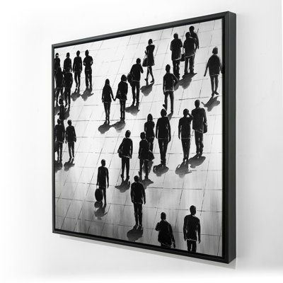 Silhouettes of People on the Street - Framed Canvas Decor