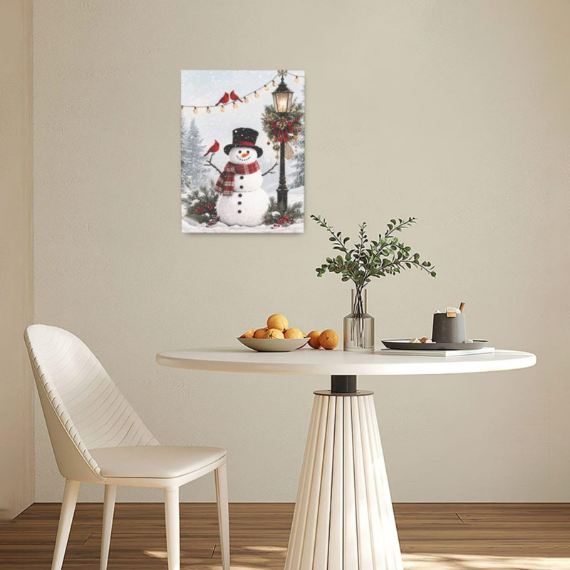 «Winter Snowman», art mural sur toile sans cadre 24 po x 32 po