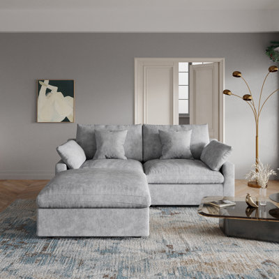 Slipcovered Upholstered Modular Sofa With Ottoman