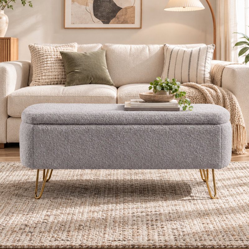 Banc de rangement avec repose-pieds Toleen , Gris