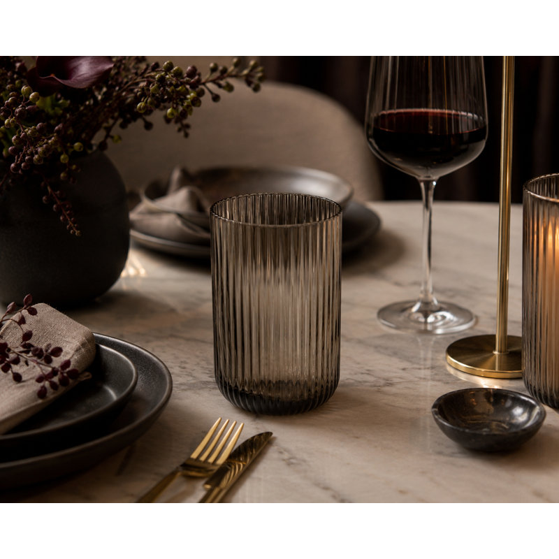 Ensemble de 4 verres à fumée cannelés 17 oz, Smoke