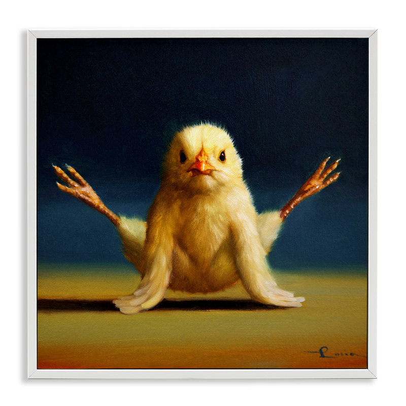 Yoga Chicks Firefly Pose, peinture de ferme, H 12 po x l 12 po, Estampe numérique encadrée blanc bord de mer