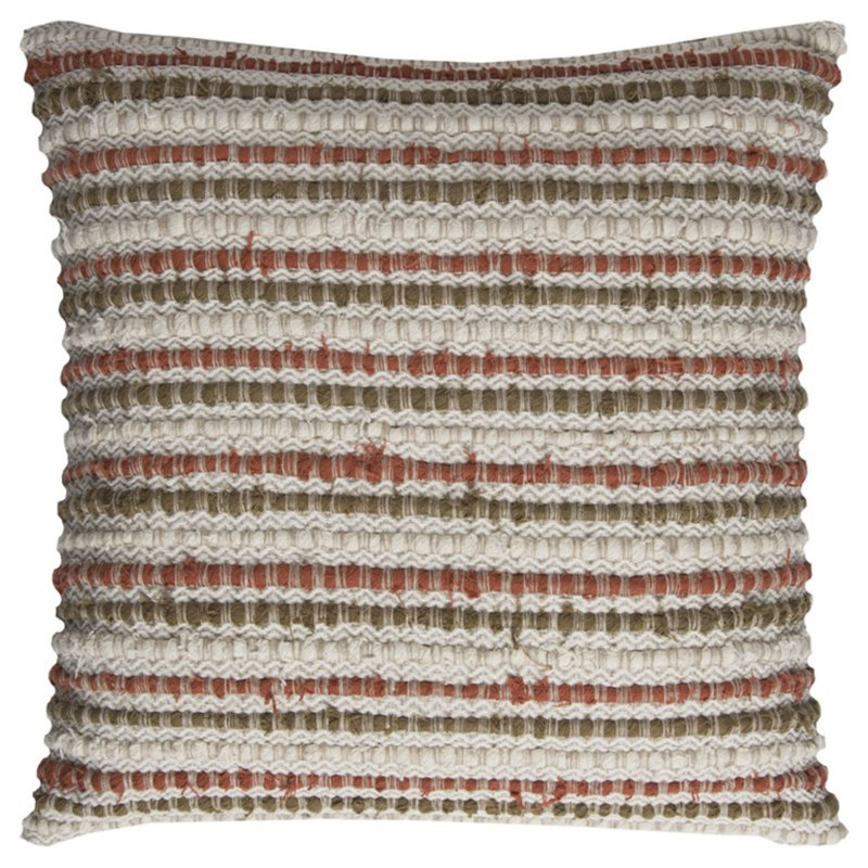 Coussin Shaggy, H 20 po x l 20 po, Rayures brun foncé