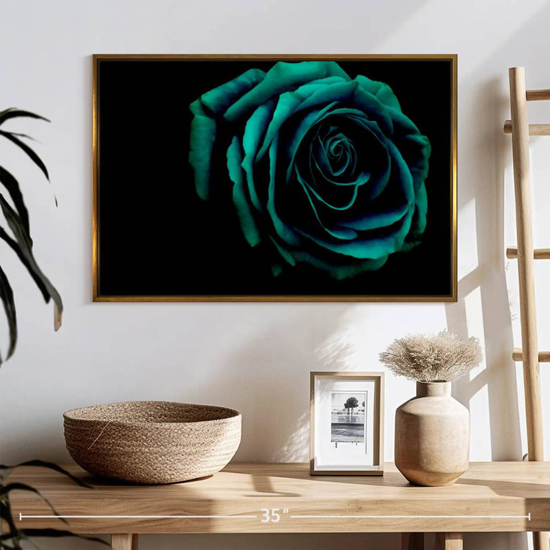 Green Flower, 19" X 13", Floating Frame Black