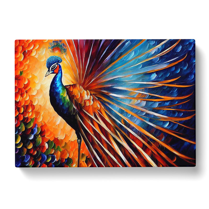 Peacock Painting Vol.2 Abstract - Wrapped Canvas, 40cm H x 60cm W x 3cm D