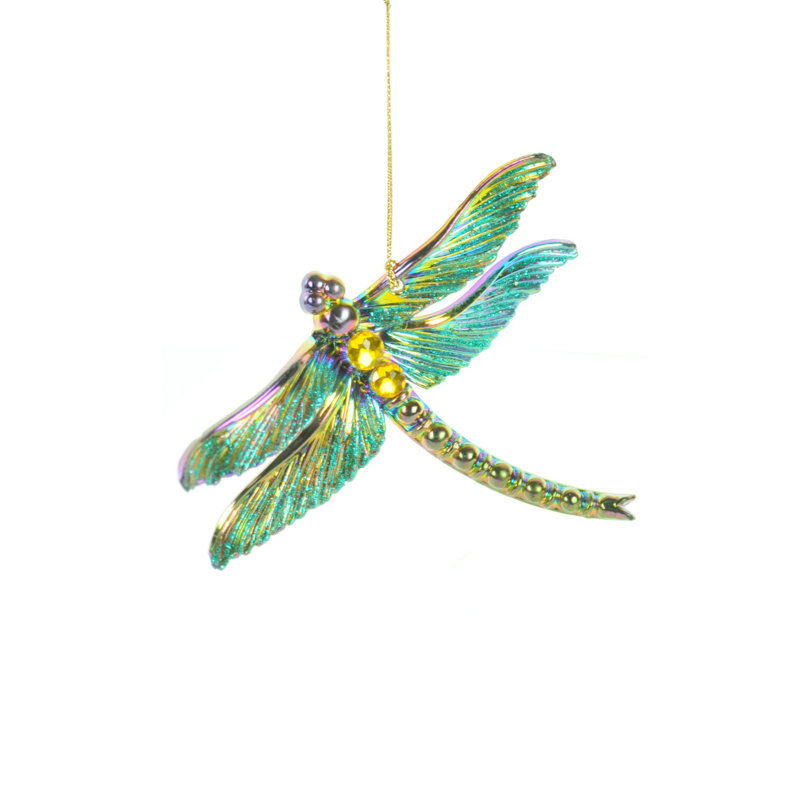 Ornement en forme de libellule suspendue iridescente