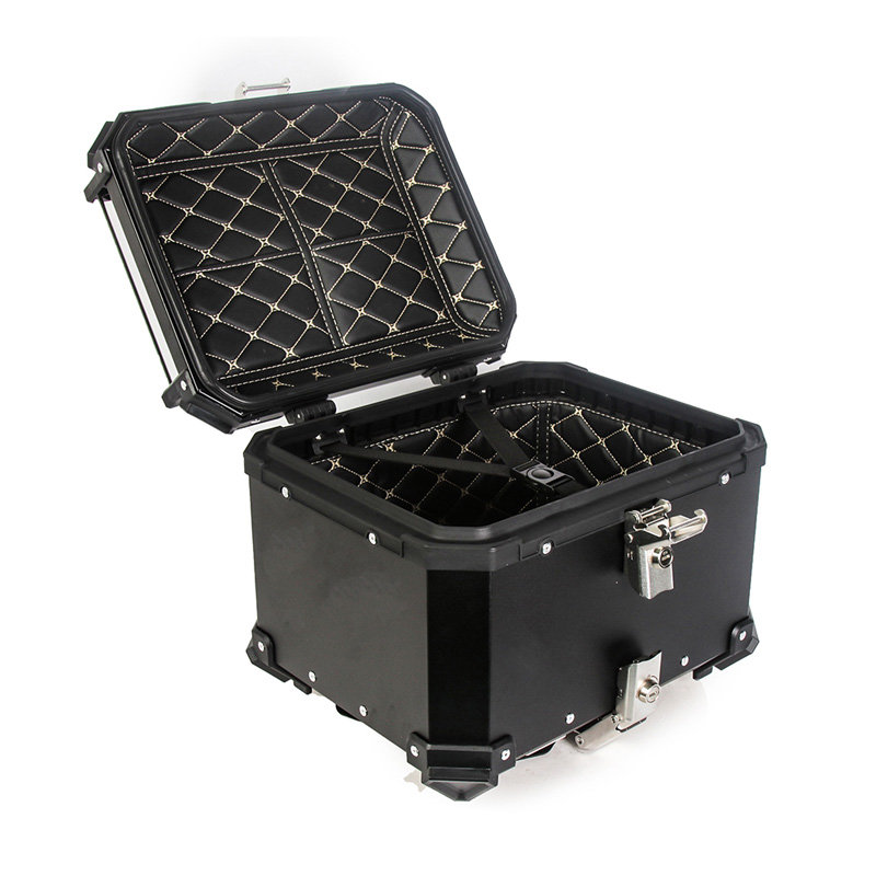 45L Motorcycle Top Case, Aluminum Alloy Waterproof Motorbike Top Box , Universal Motorcycle Trunk, Black