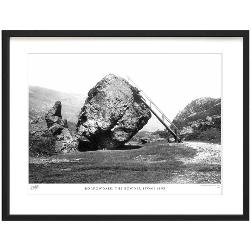 Borrowdale, The Bowder Stone 1893 by Francis Frith - Single Picture Frame Print, 28cm H x 36cm W x 2.3cm D
